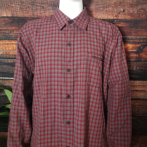Southpole Top XL Vintage Y2K Flannel Button Up Shirt Red Gray Plaid - Picture 7 of 12
